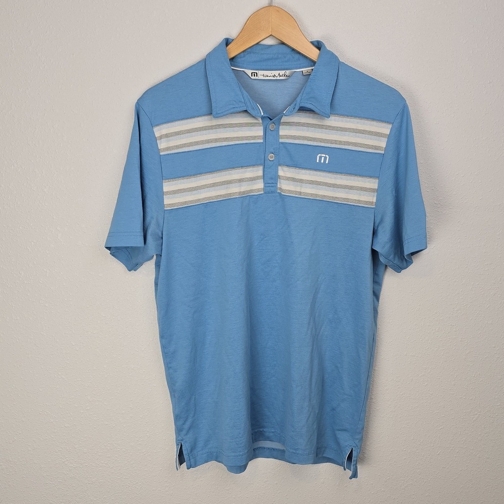 TravisMathew Blue Polo‎ • Medium • Deutsche Bank Championship Sleeve Embroidery